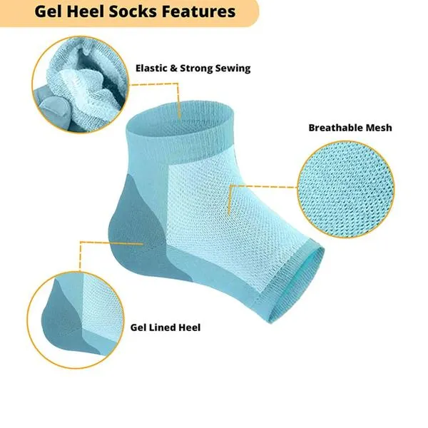 0343 Heel Pain Relief Silicone Gel Heel Socks (Multicolor)