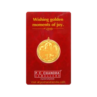 22k, 5 Gm Lakshmi Saraswati Ganesha Gold Coin Pendant.