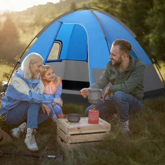 3 Person Outdoor Camping Tent with Removable Floor Mat for Camping Hiking Traveling-Blue