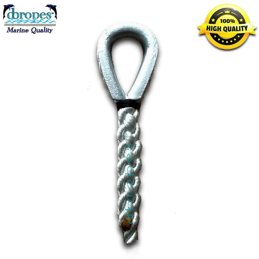 3 Strand Mooring Pendant 100% Nylon Rope Premium with Heavy Duty Galvanized Thimble. (Select size)