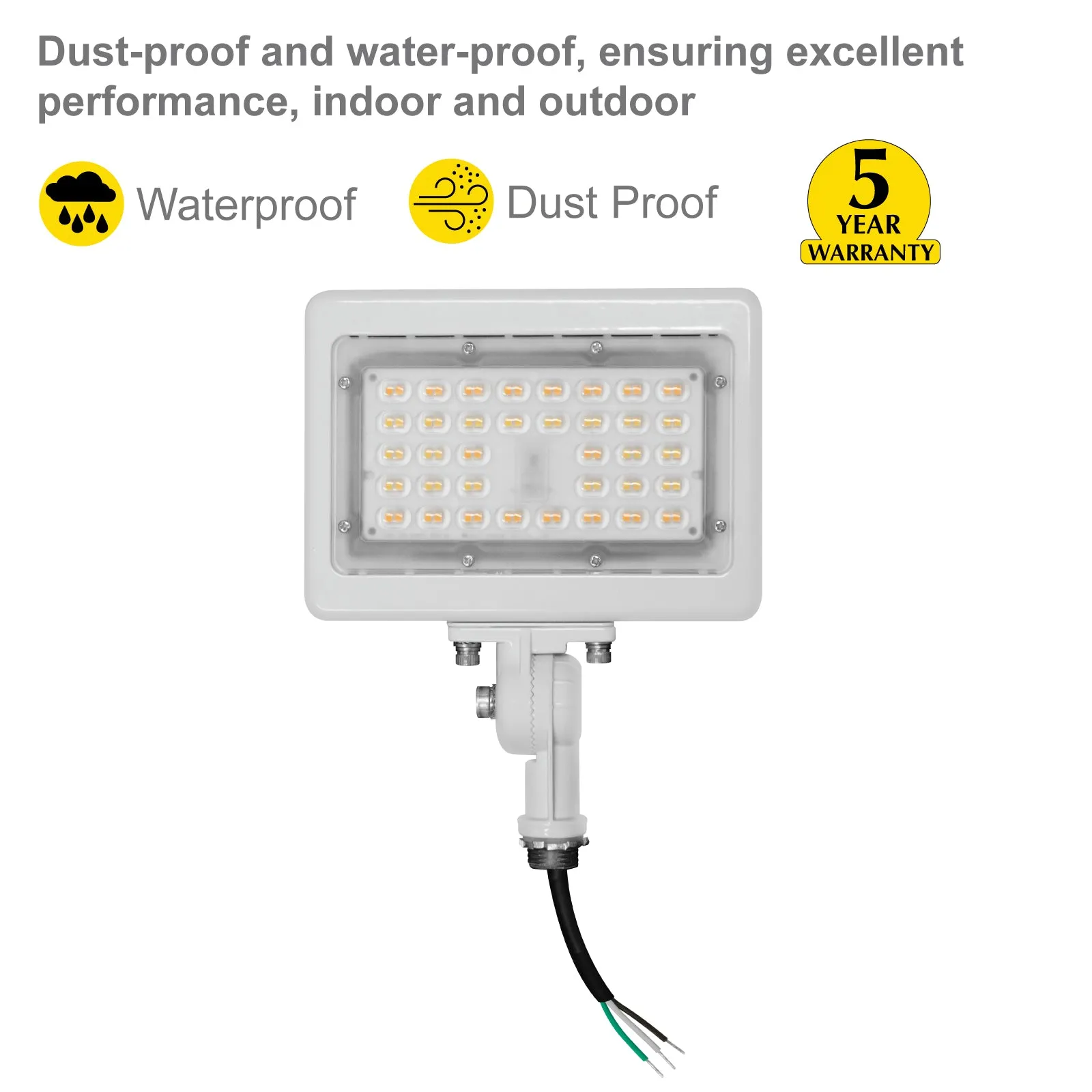 30W LED Flood Lights Outdoor Security Lighting - Waterproof - 3CCT 3000K-5000K - 4200LM - Knuckle Mount