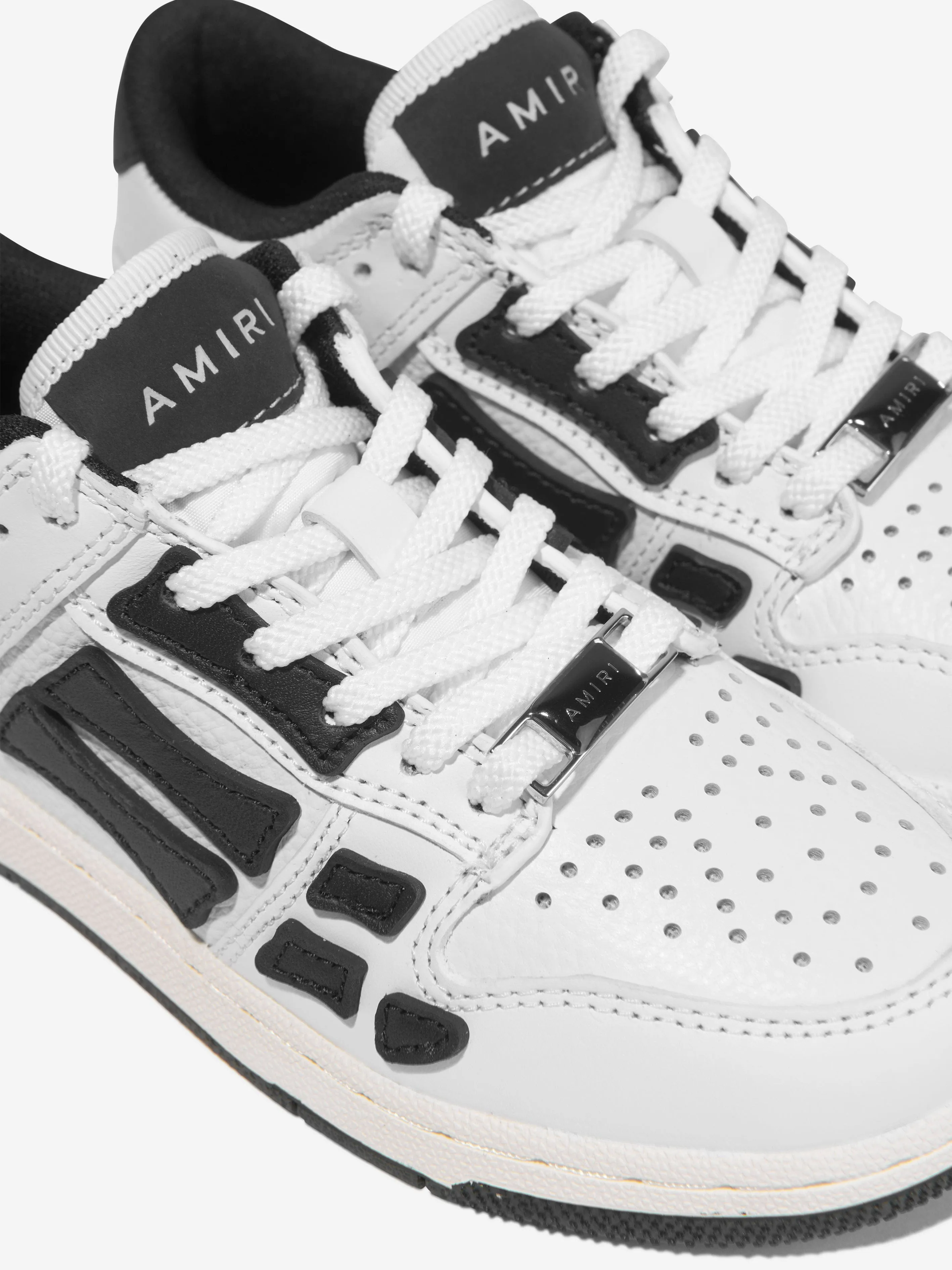 Amiri Kids Leather Skeleton Top Low Trainers in White