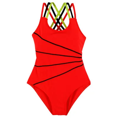 Andzhelika 2017 Swimsuit Girls One Piece Swimwear Solid Bandage Bodysuit Children Beachwear Sports Swim Suit Bathing Suit AK8675