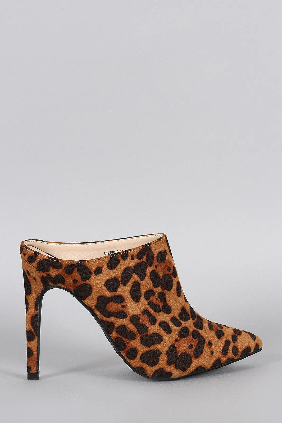 Anne Michelle Leopard Pointy Toe Mule Pump