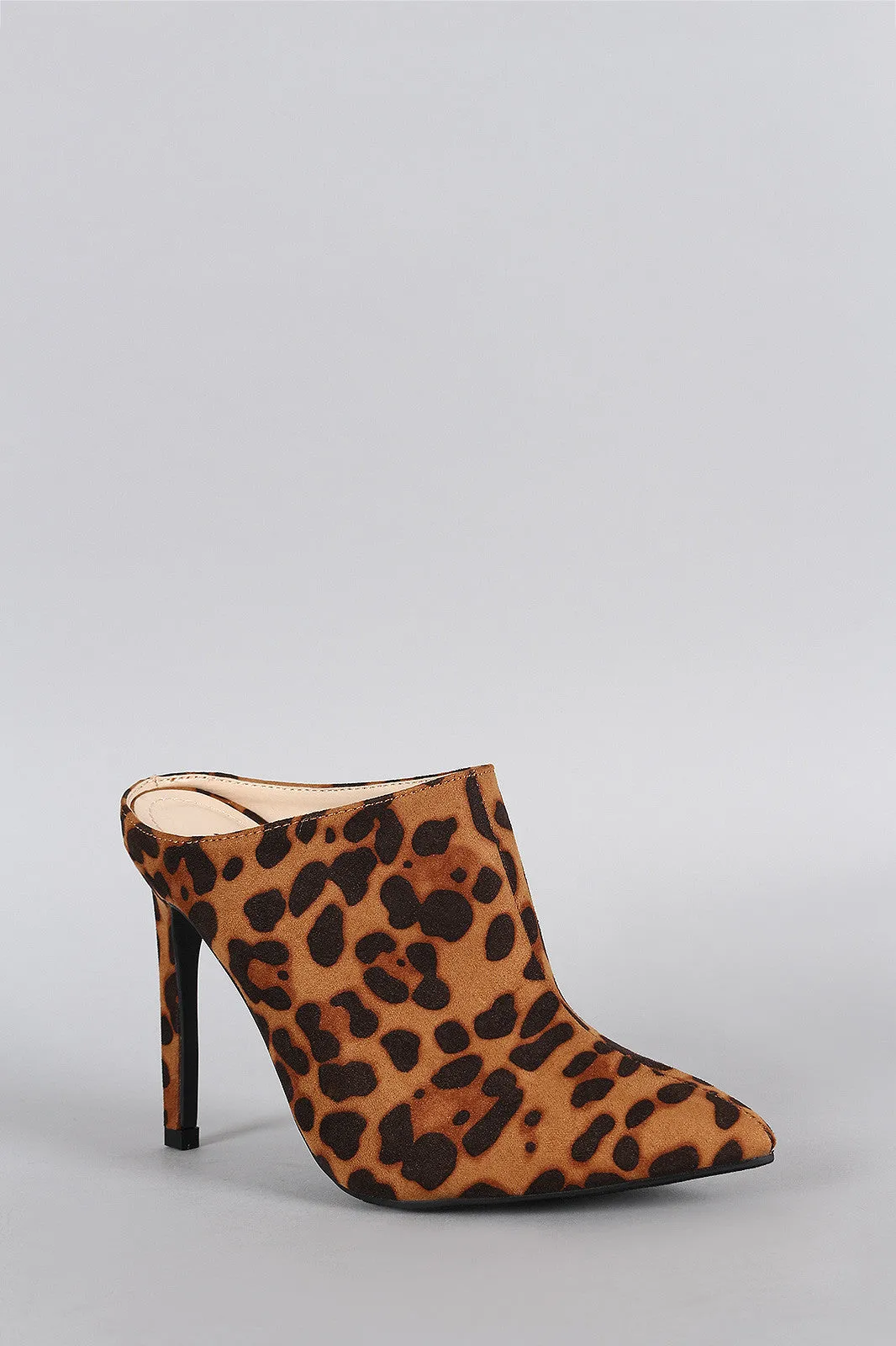 Anne Michelle Leopard Pointy Toe Mule Pump