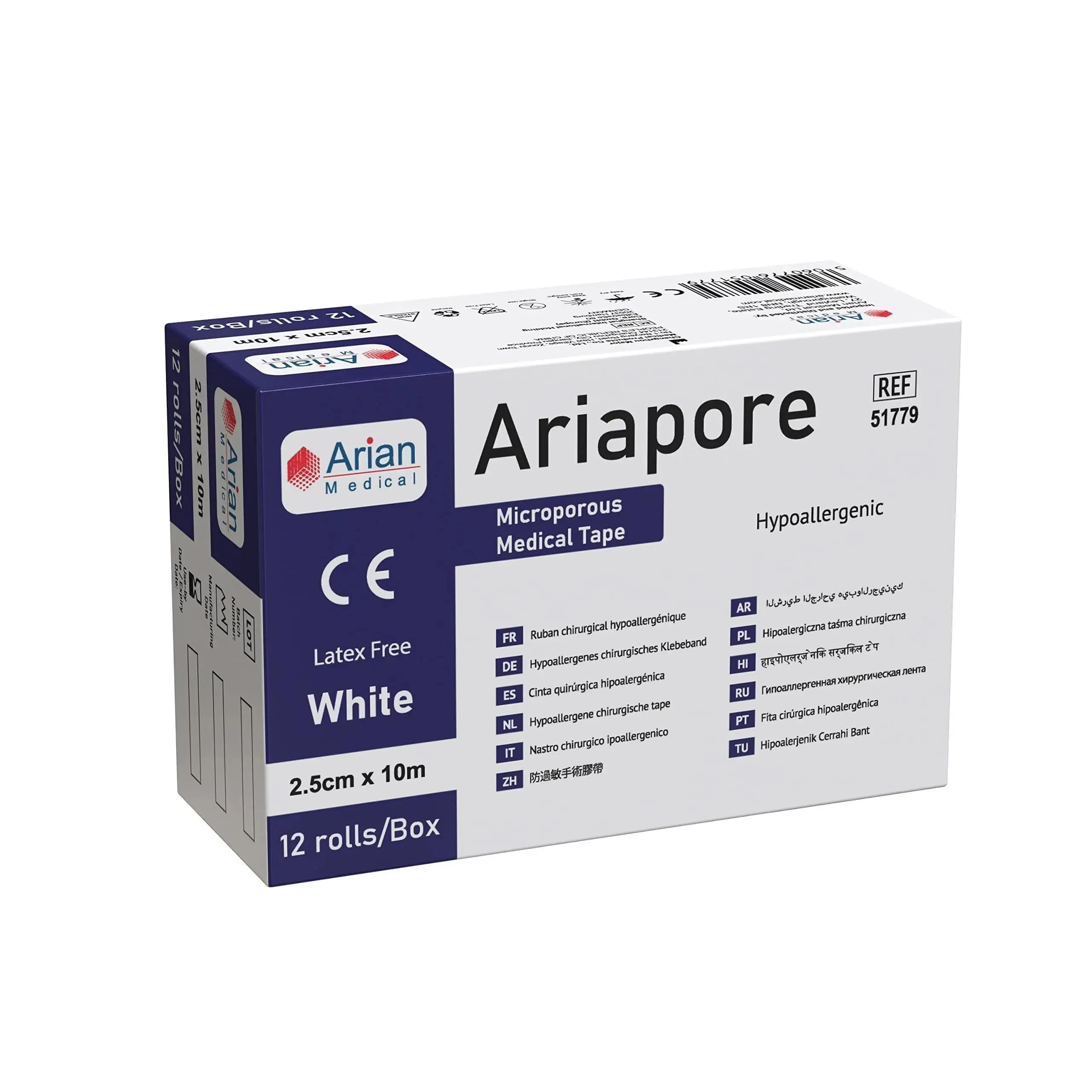 Ariapore Micropore Tape Surgical Sports Tape 2.5cm X 10m - 3 Rolls