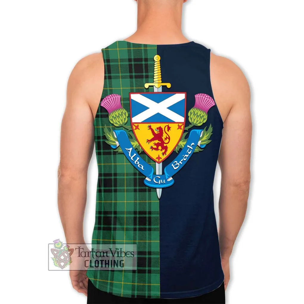 Arthur Ancient Tartan Men's Tank Top Alba with Scottish Lion Royal Arm Half Style