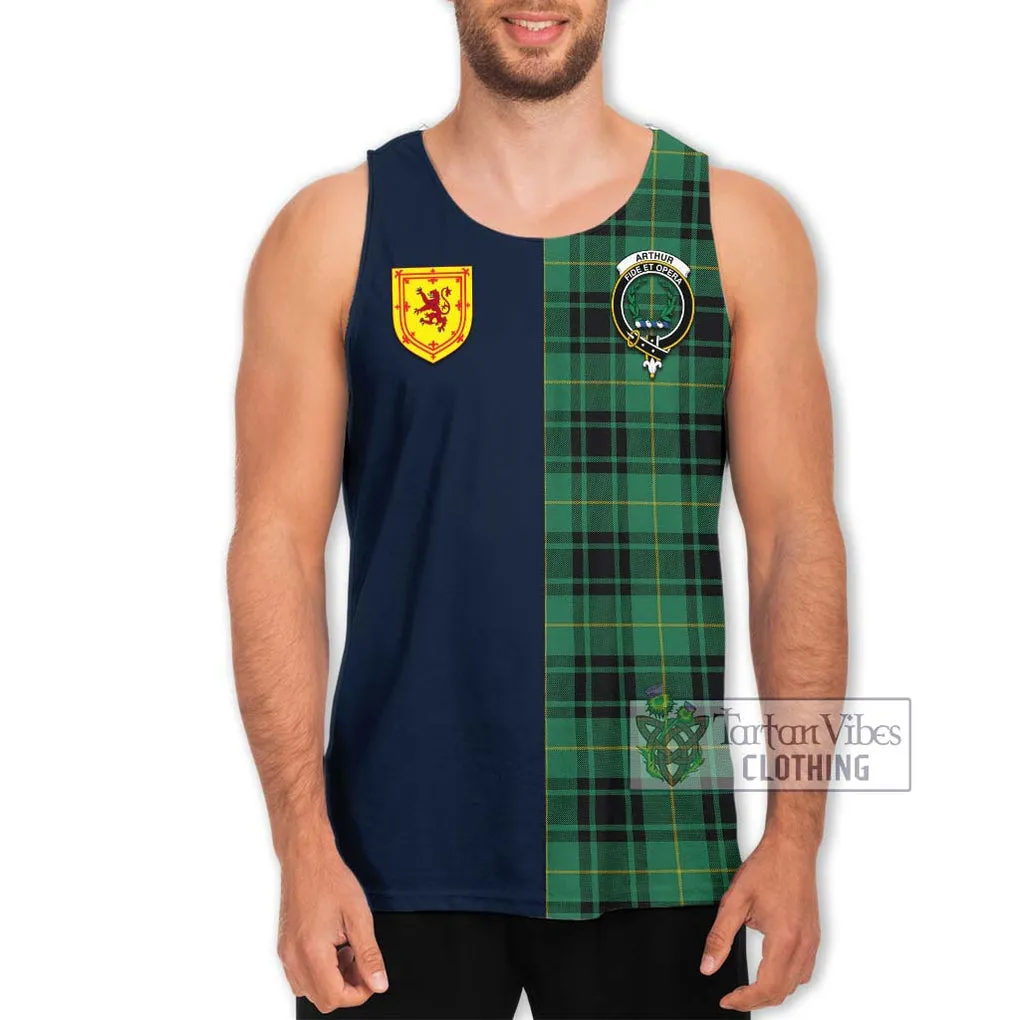 Arthur Ancient Tartan Men's Tank Top Alba with Scottish Lion Royal Arm Half Style