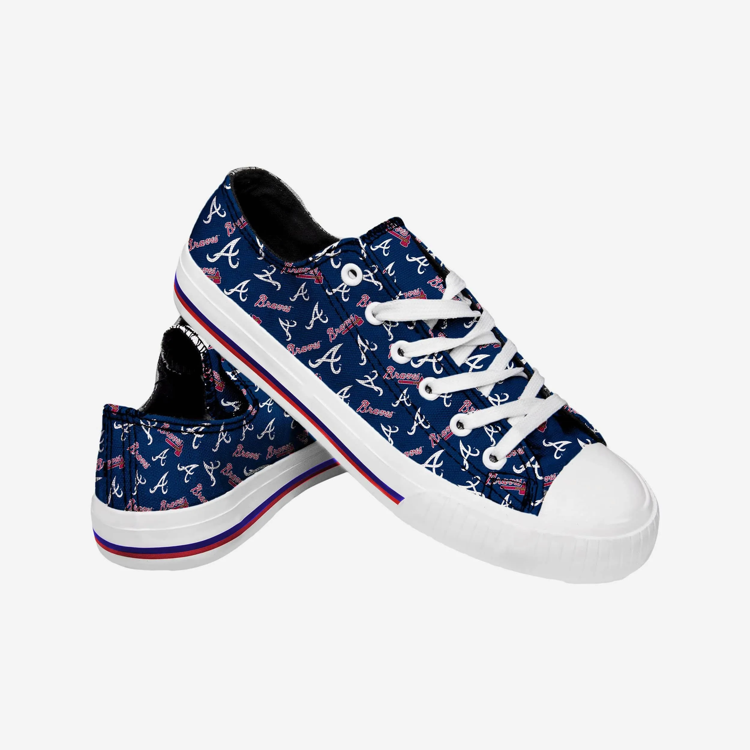 Atlanta Braves Womens Low Top Repeat Print Canvas Shoe