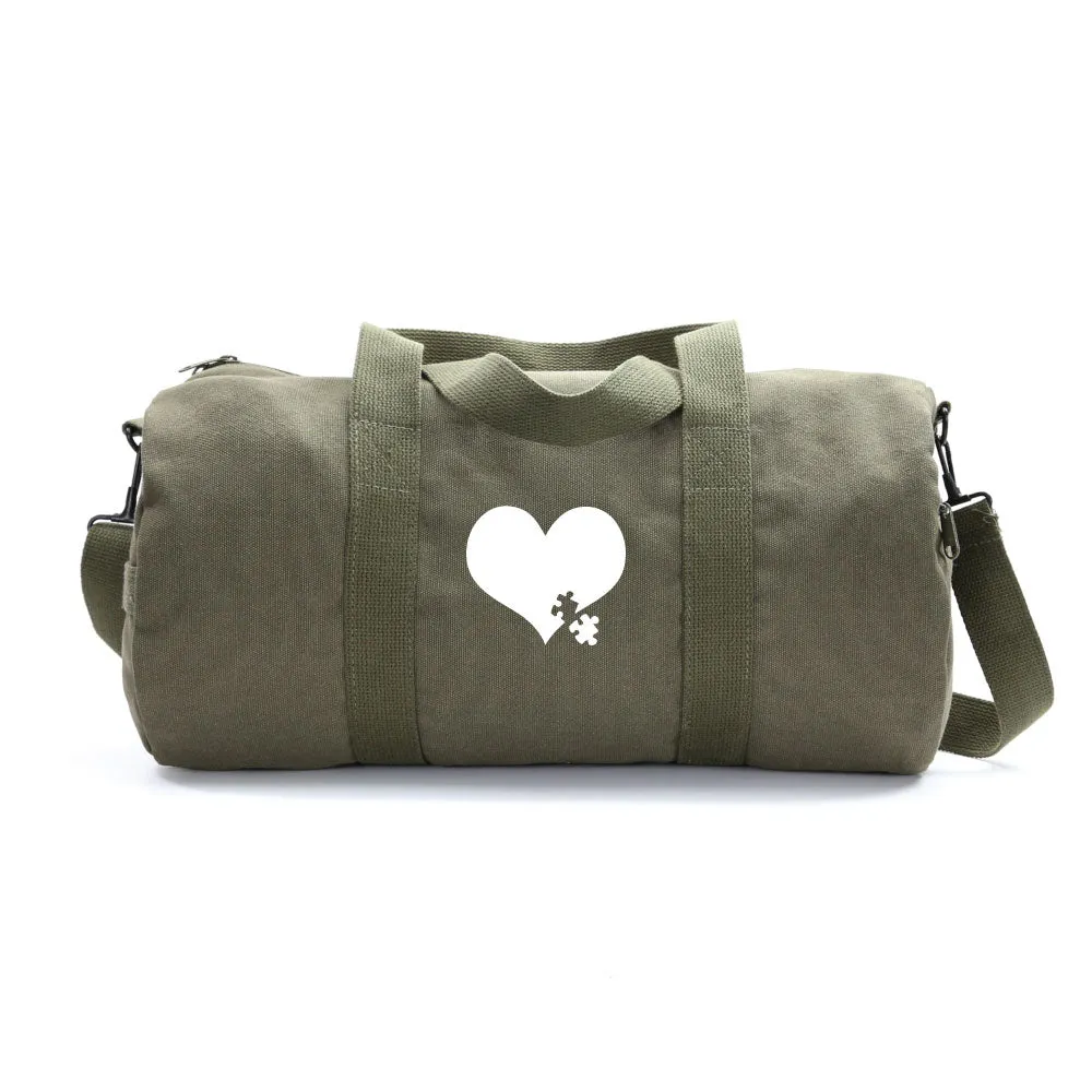 Autism Awareness Heart Puzzle Army Sport Heavyweight Canvas Duffel Bag