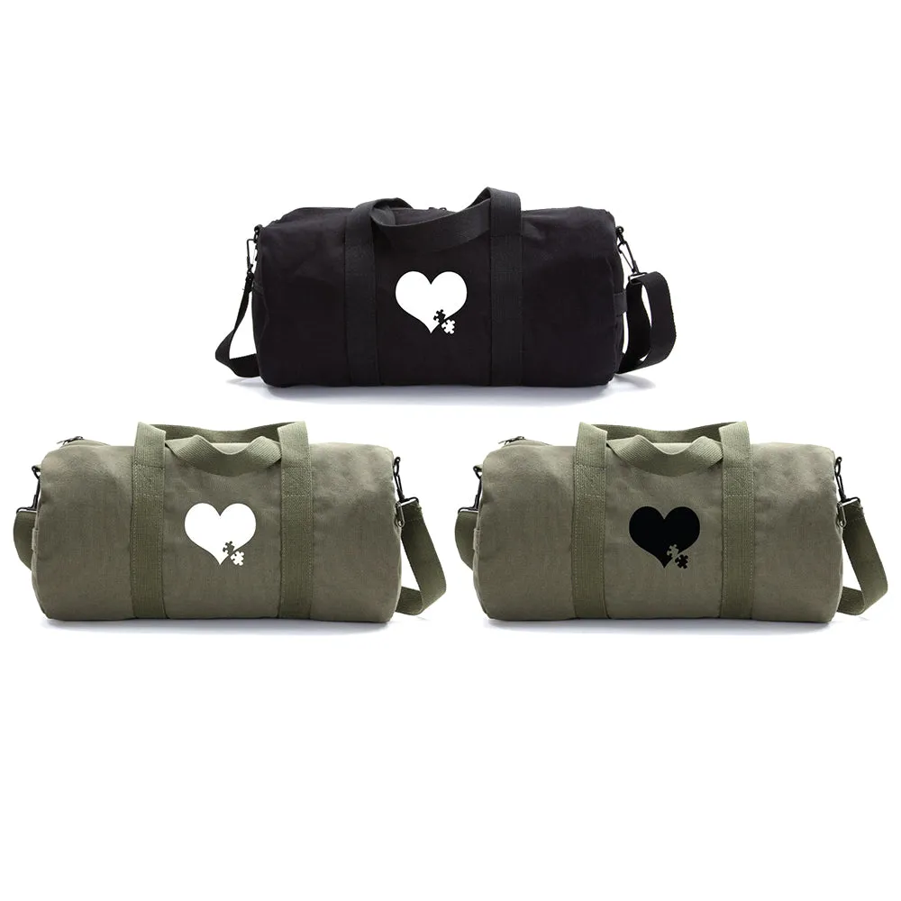 Autism Awareness Heart Puzzle Army Sport Heavyweight Canvas Duffel Bag