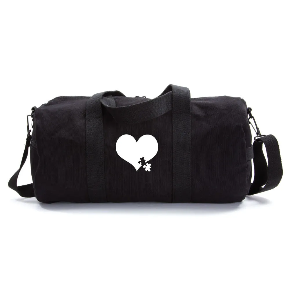 Autism Awareness Heart Puzzle Army Sport Heavyweight Canvas Duffel Bag