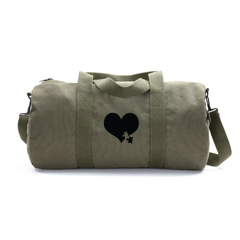 Autism Awareness Heart Puzzle Army Sport Heavyweight Canvas Duffel Bag