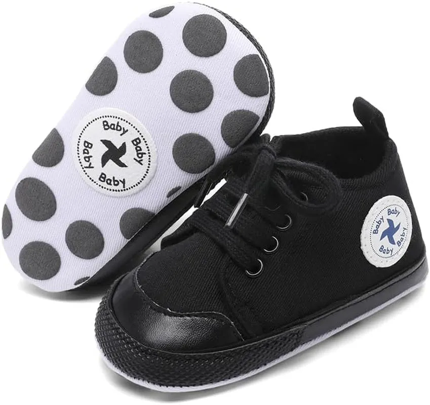 Baby Girls Boys Shoes Soft Anti-Slip Sole Newborn First Walkers High Top Canvas Denim Unisex Infant Sneaker