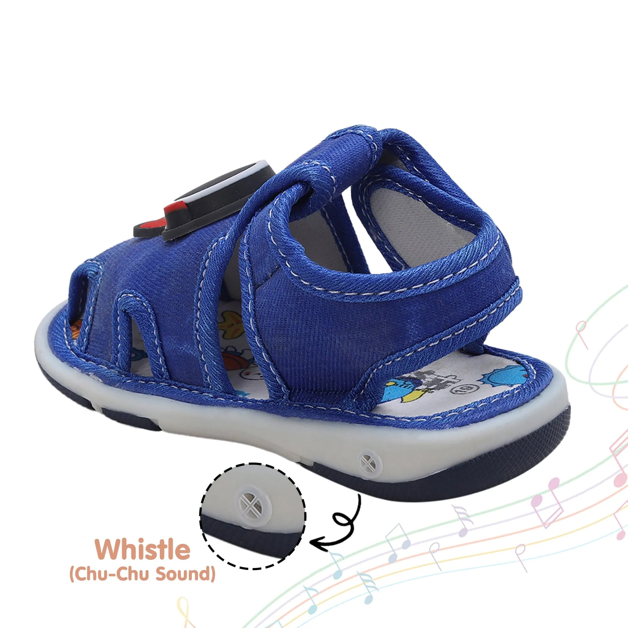 Baby Moo Cool Robot Velcro Strap Anti-Skid Chu Chu Sound Sandals - Blue