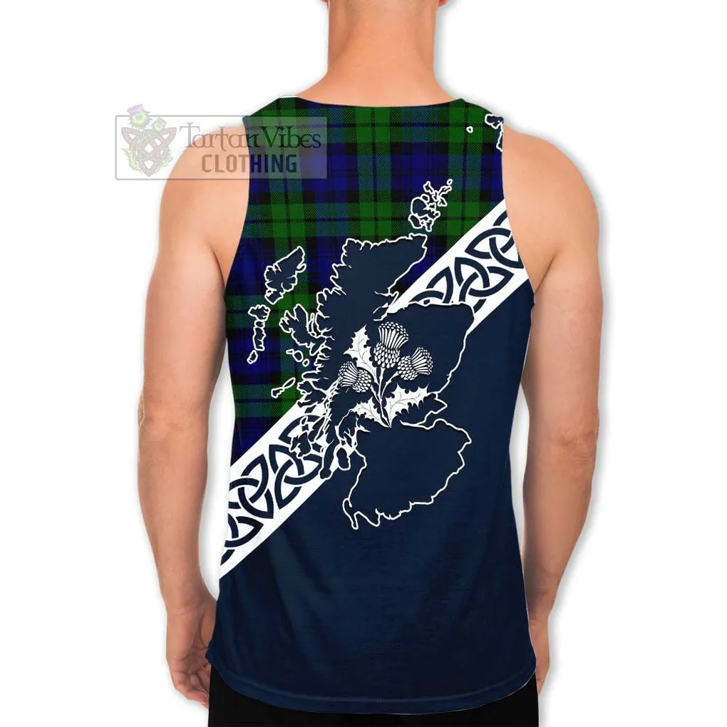 Bannatyne Tartan Men's Tank Top Featuring Thistle and Scotland Map