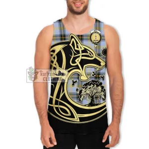 Bell of the Borders Tartan Men's Tank Top with Family Crest Celtic Wolf Style