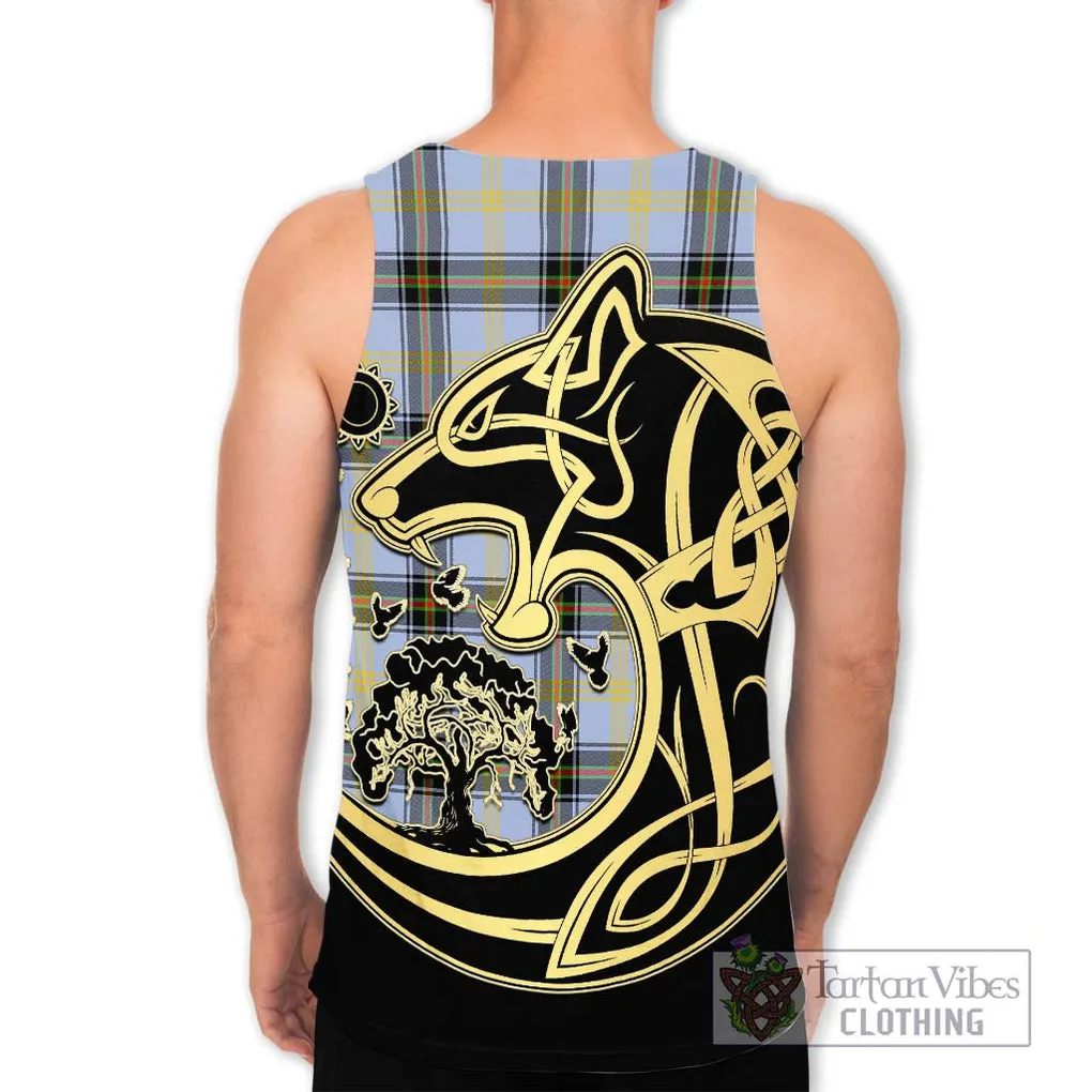 Bell of the Borders Tartan Men's Tank Top with Family Crest Celtic Wolf Style