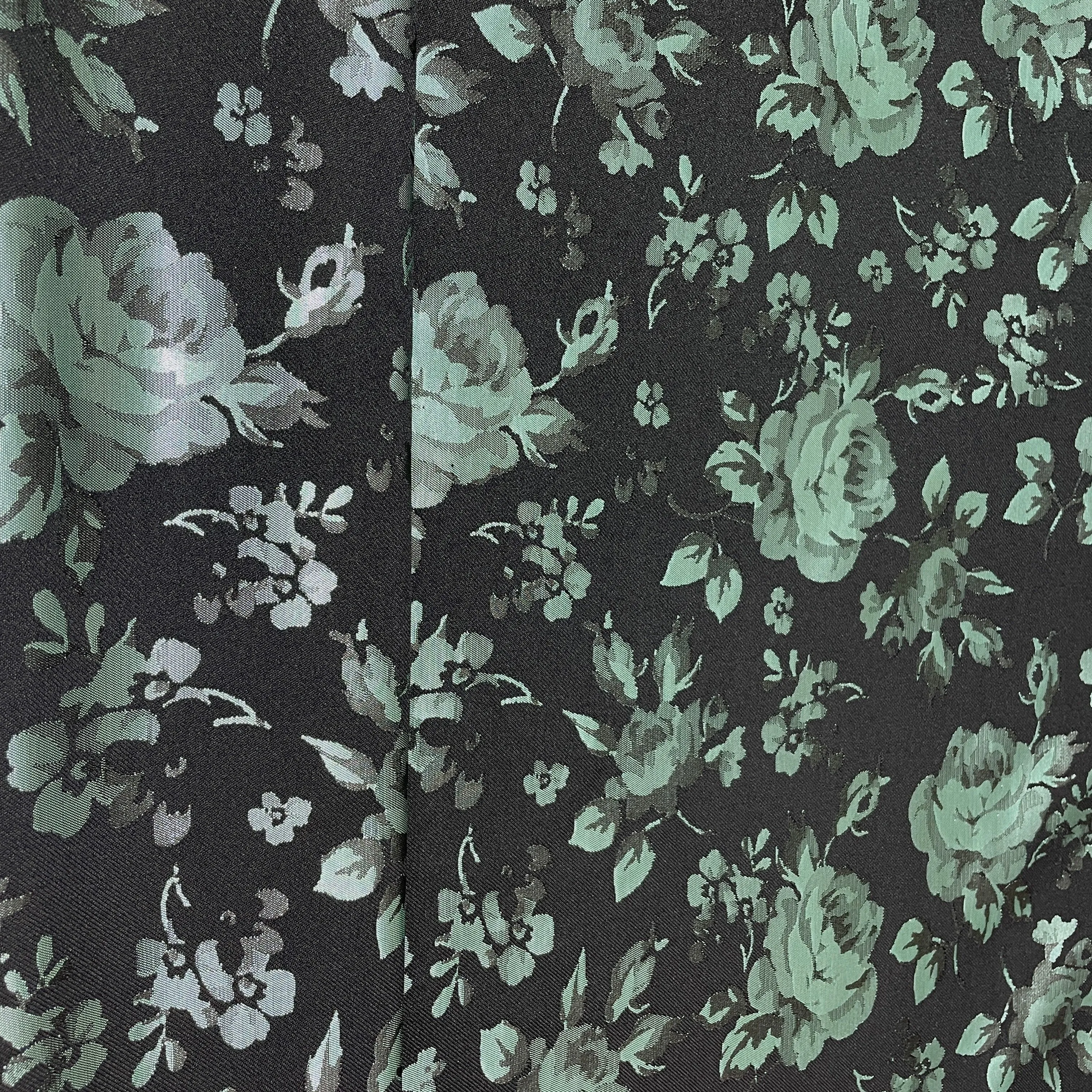 Black & Green Floral Brocade Jacquard Fabric 62 Inches