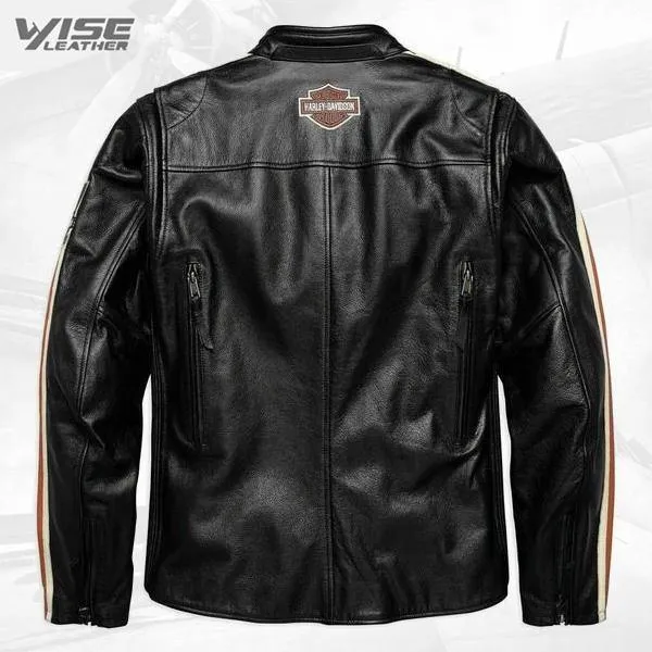 Black Harley Davidson Real Cowhide Leather Biker Jacket