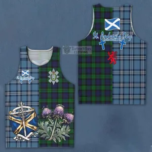 Black Watch Tartan Men's Tank Top Happy St. Andrew's Day Half Tartan Style