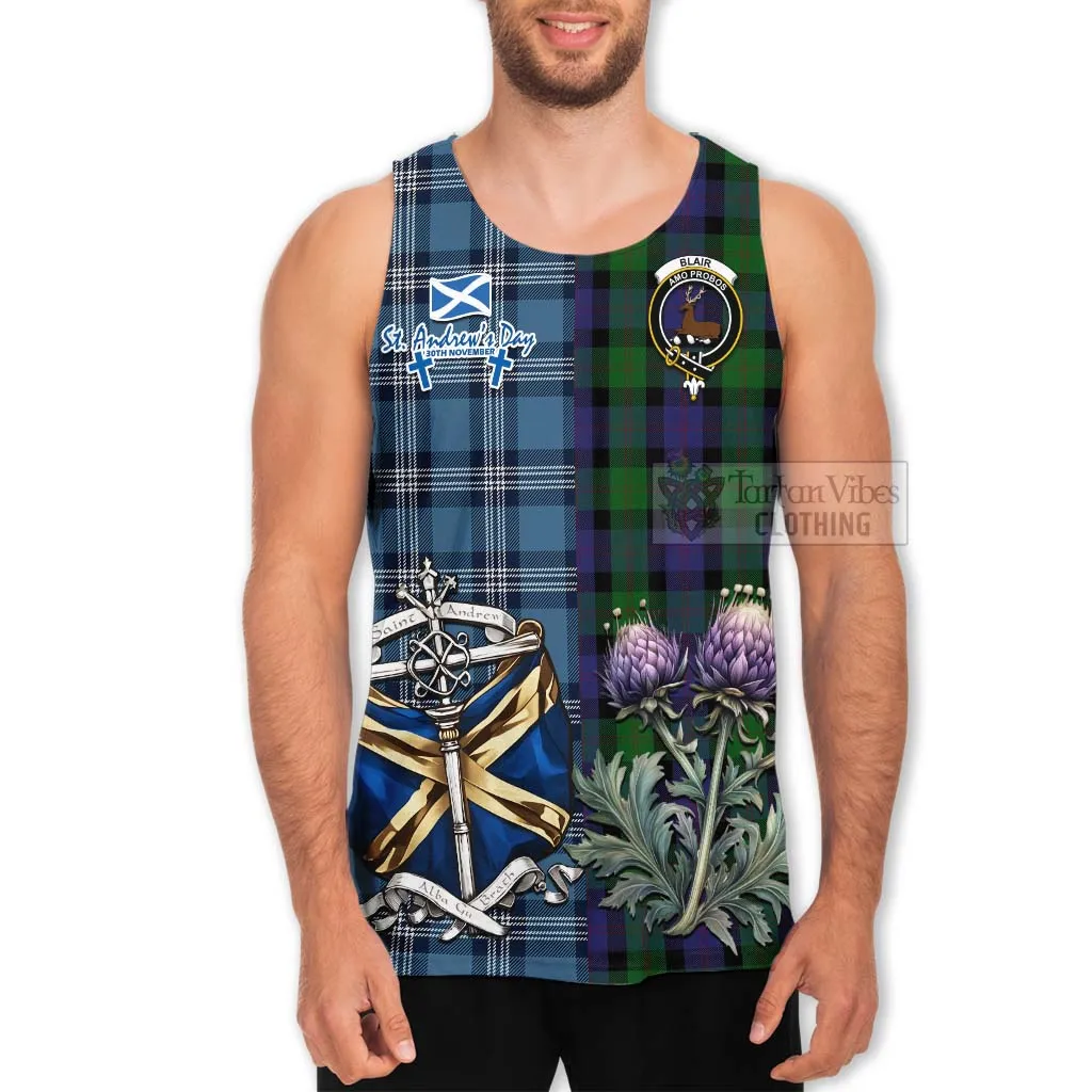 Blair Tartan Men's Tank Top Happy St. Andrew's Day Half Tartan Style