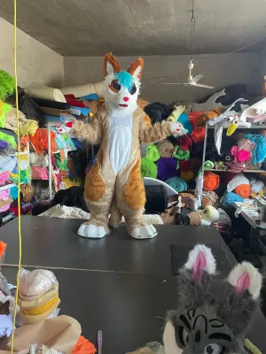 Blue Hair Brown Fox Cat Fursuit Kigurumi Furry Costumes