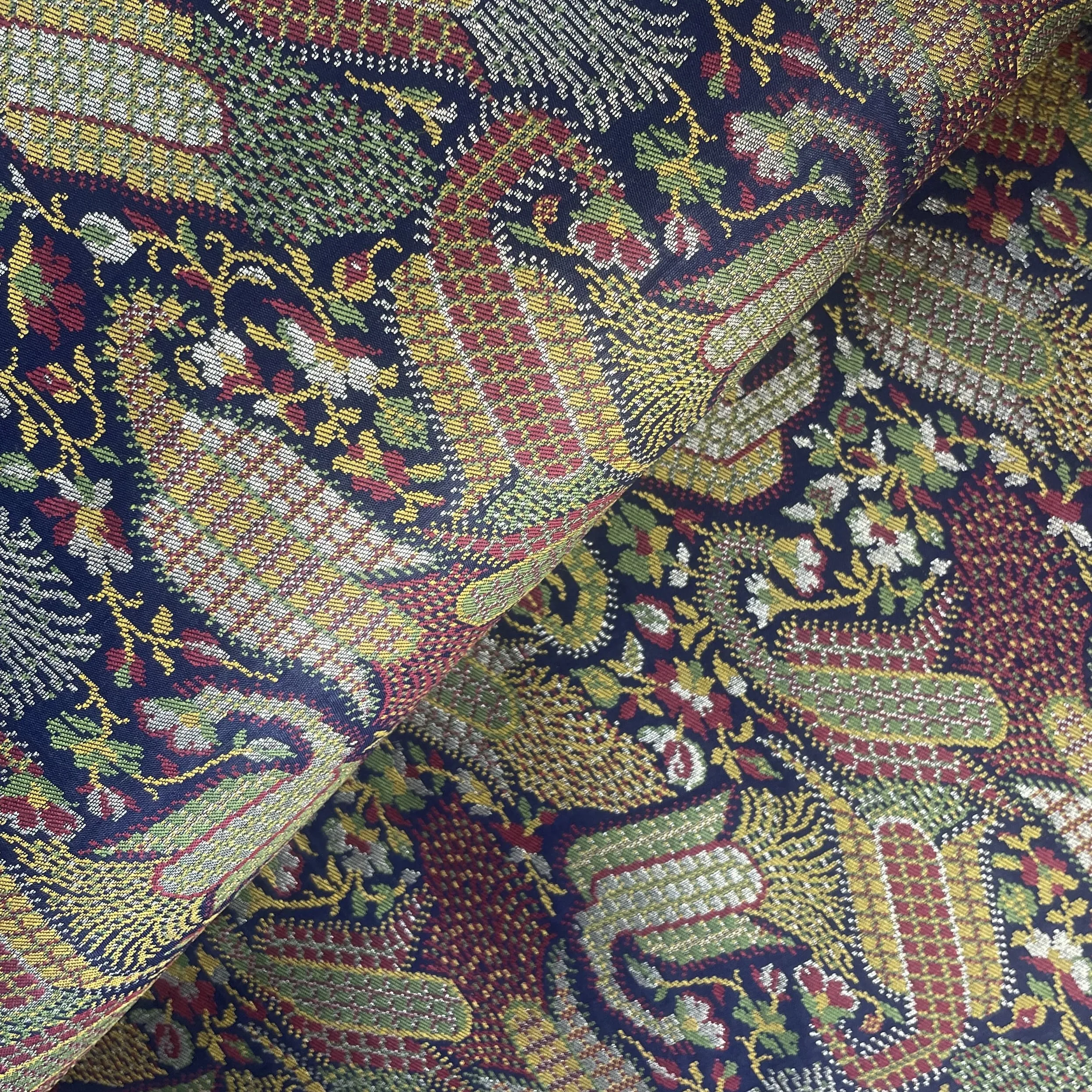 Blue Khinkhwab Brocade Silk Fabric 19654