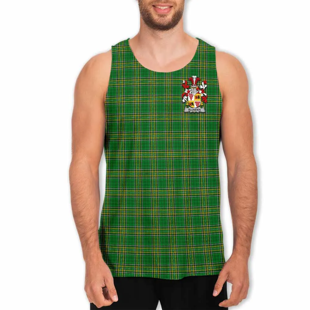 Blunden Irish Clan Tartan Men's Tank Top with Coat of Arms