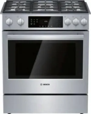 Bosch 800 Series 30" 5 Sealed Burners 9 Mode Slide-In SS Gas Range HGI8056UC