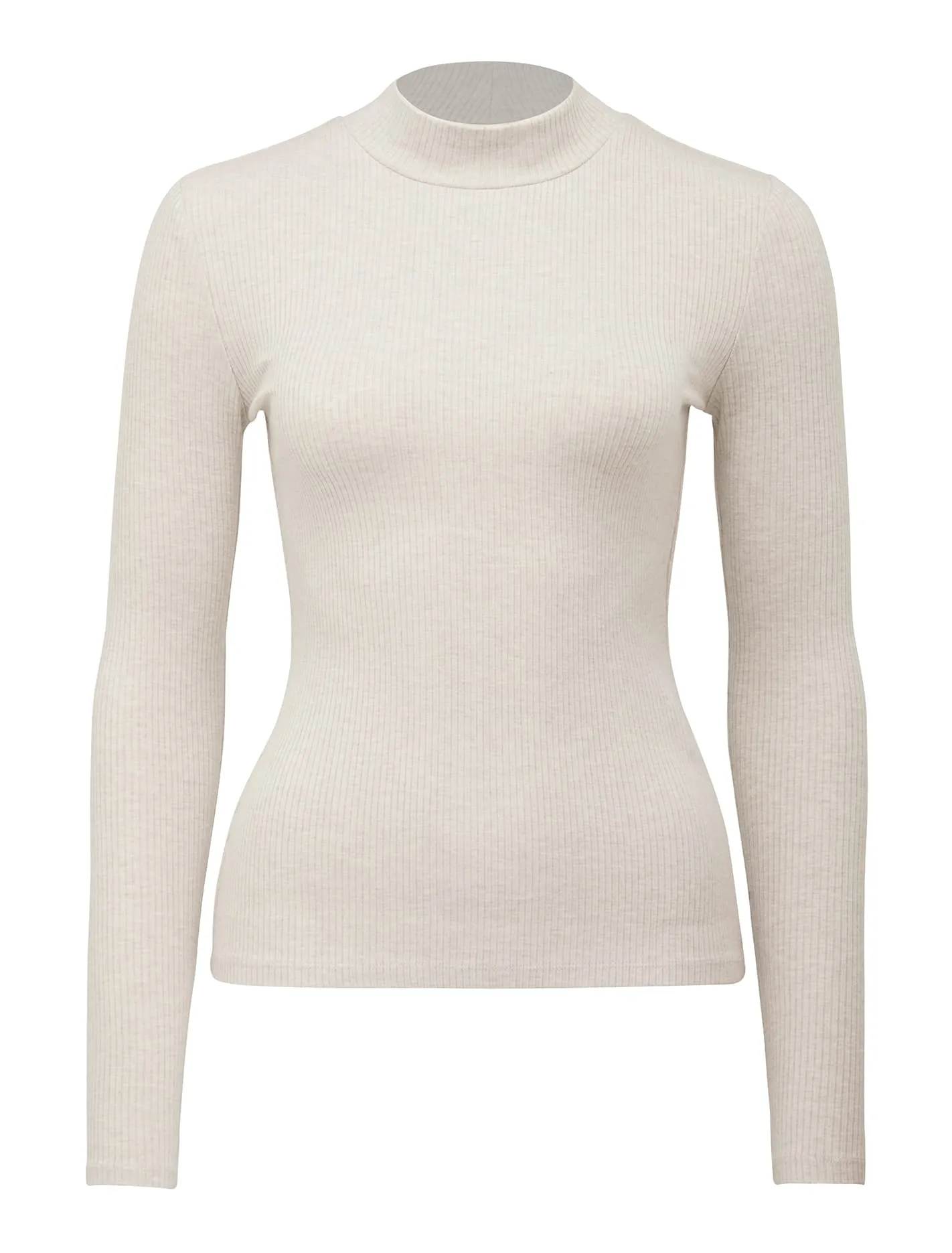 Brandi High Neck Rib Long Sleeve Top