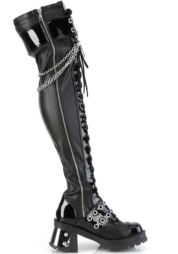 BRATTY-304 [Black Vegan Leather] | BOOTS [PREORDER]