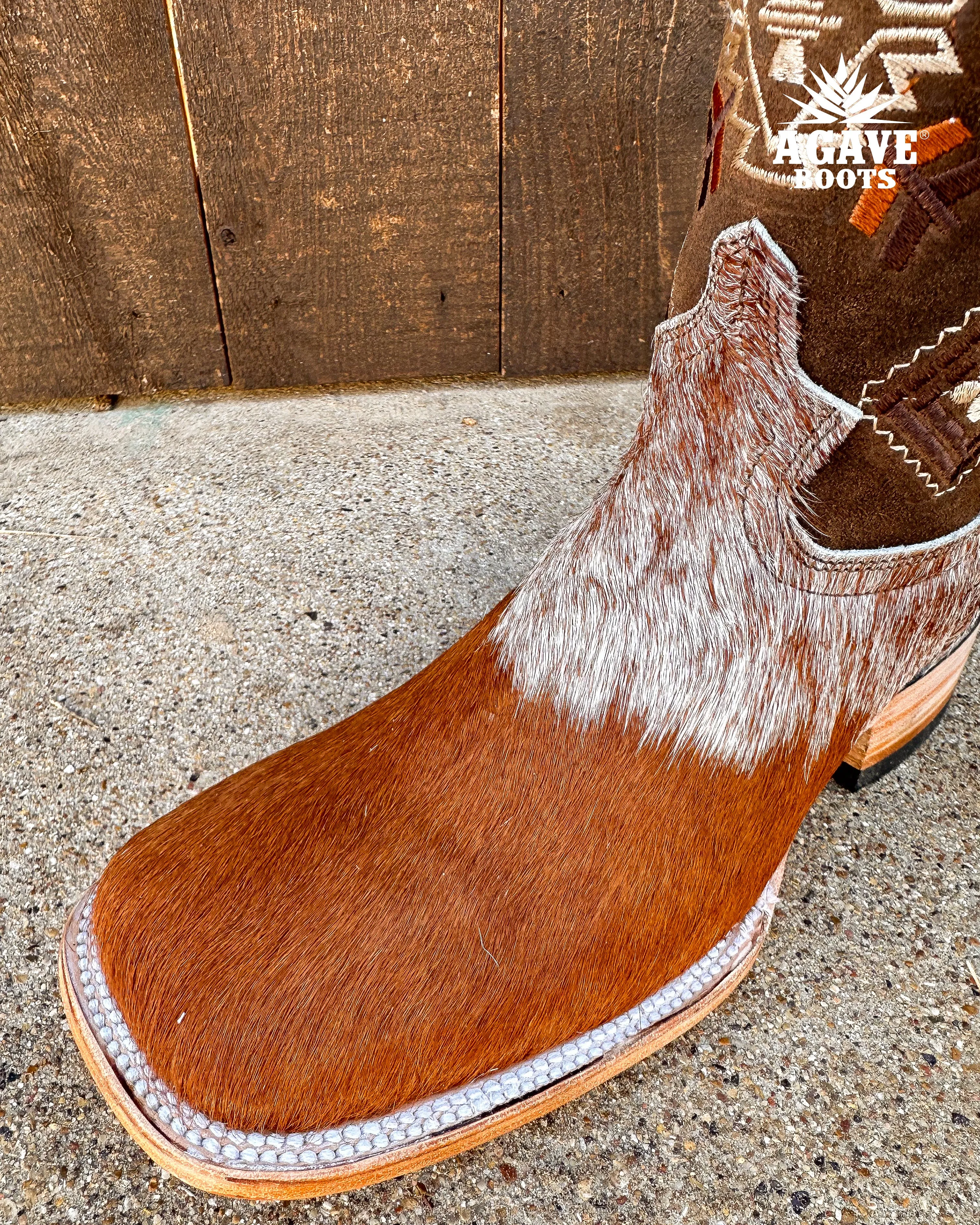 BROWN COWHIDE AZTEC | MEN SQUARE TOE WESTERN COWBOY BOOTS