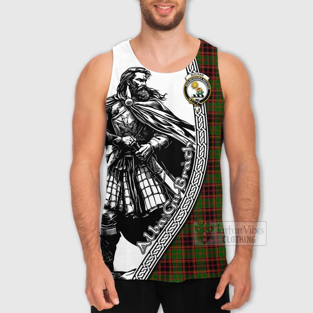 Buchan Tartan Clan Crest Men's Tank Top with Highlander Warrior Celtic Style