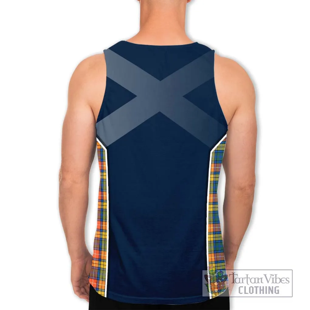 Buchanan Ancient Tartan Men's Tank Top with Family Crest and Lion Rampant Vibes Sport Style