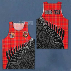 Burnett Crest Tartan Men's Tank Top with New Zealand Silver Fern Half Style