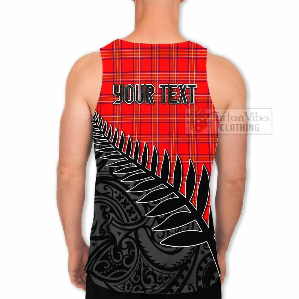 Burnett Crest Tartan Men's Tank Top with New Zealand Silver Fern Half Style