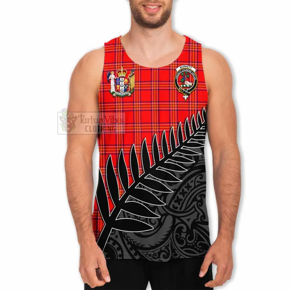 Burnett Crest Tartan Men's Tank Top with New Zealand Silver Fern Half Style