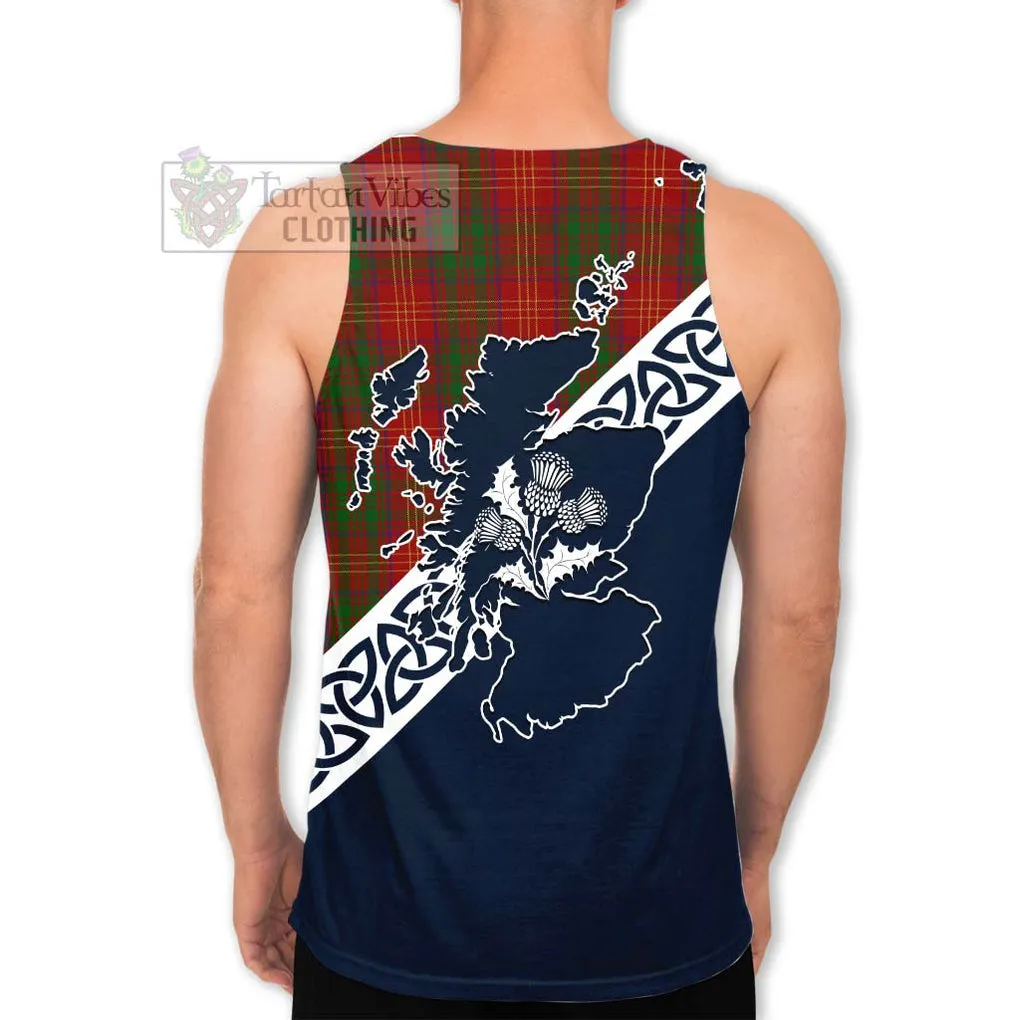 Burns Tartan Men's Tank Top Featuring Thistle and Scotland Map