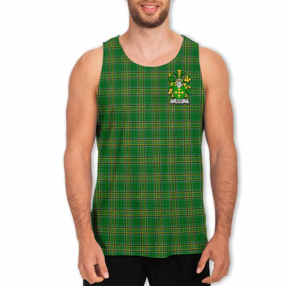 Bury Irish Clan Tartan Men's Tank Top with Coat of Arms