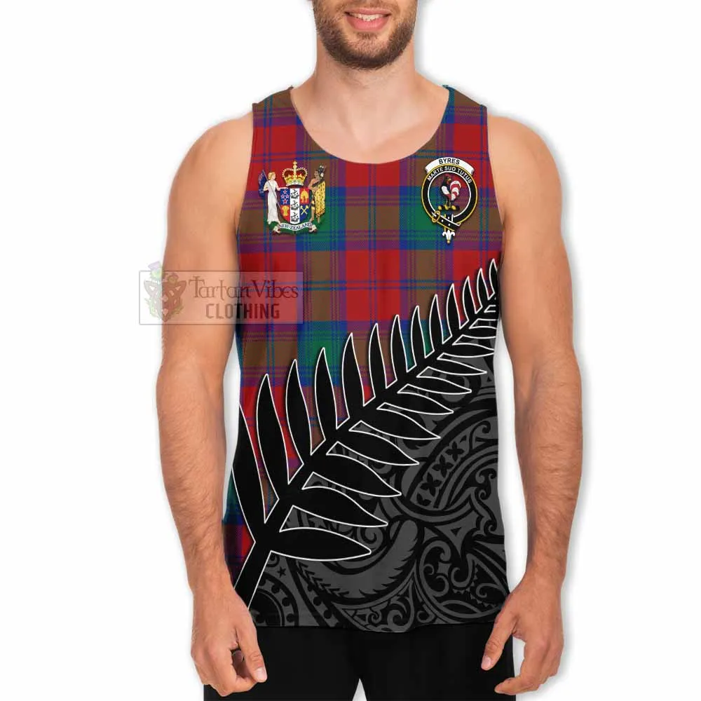 Byres (Byses) Crest Tartan Men's Tank Top with New Zealand Silver Fern Half Style