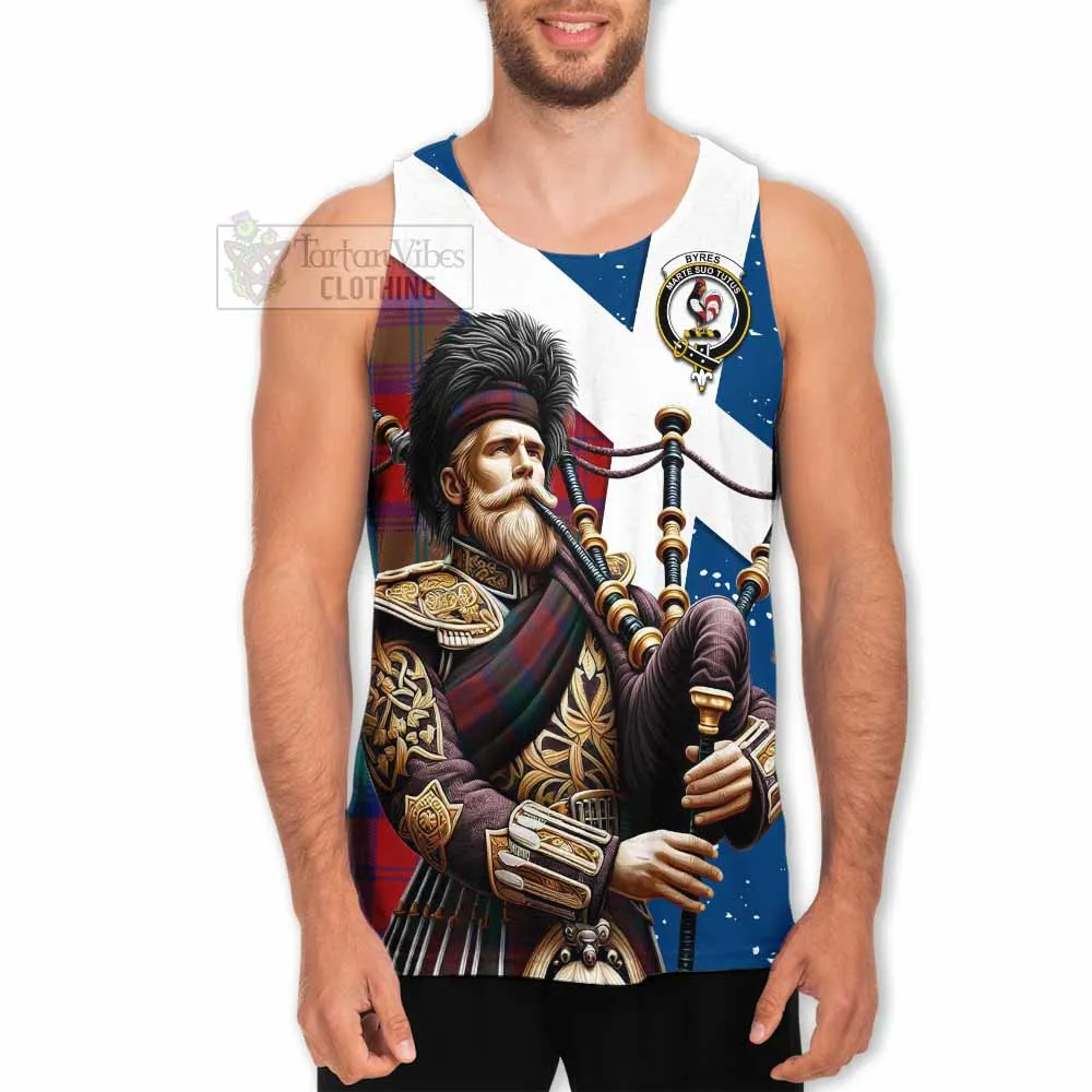 Byres (Byses) Tartan Men's Tank Top with Family Crest Scottish Bagpiper Vibes