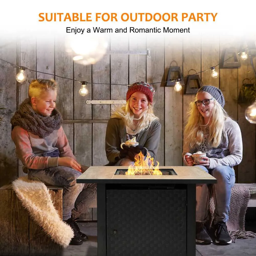 Camplux Propane Fire Pit Table, Lava Rocks, Ceramic Tabletop, 50,000 BTU Adjustable Flame, Auto Ignition