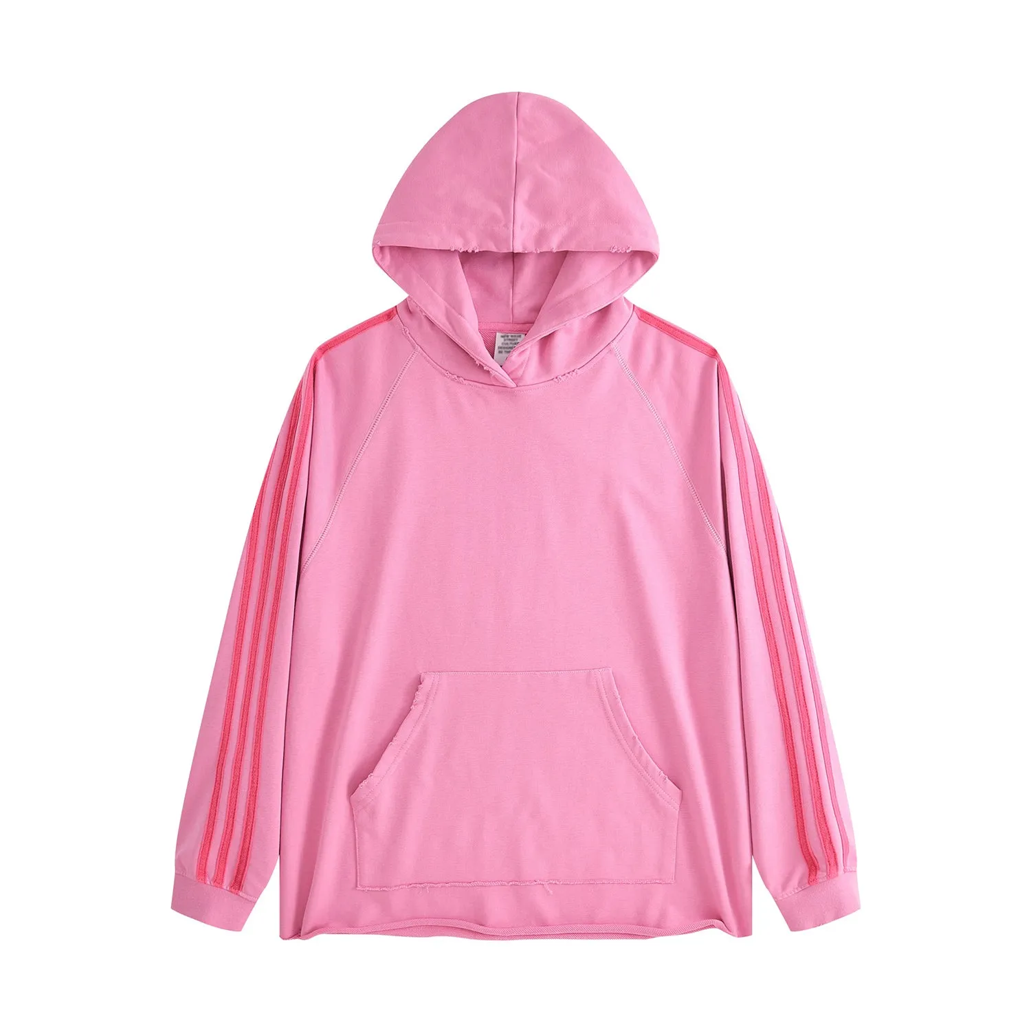 ClassA1 (Pink)Streetwear Unisex Heavyweight 440G Three Bar Contrast Raglan Hoodie