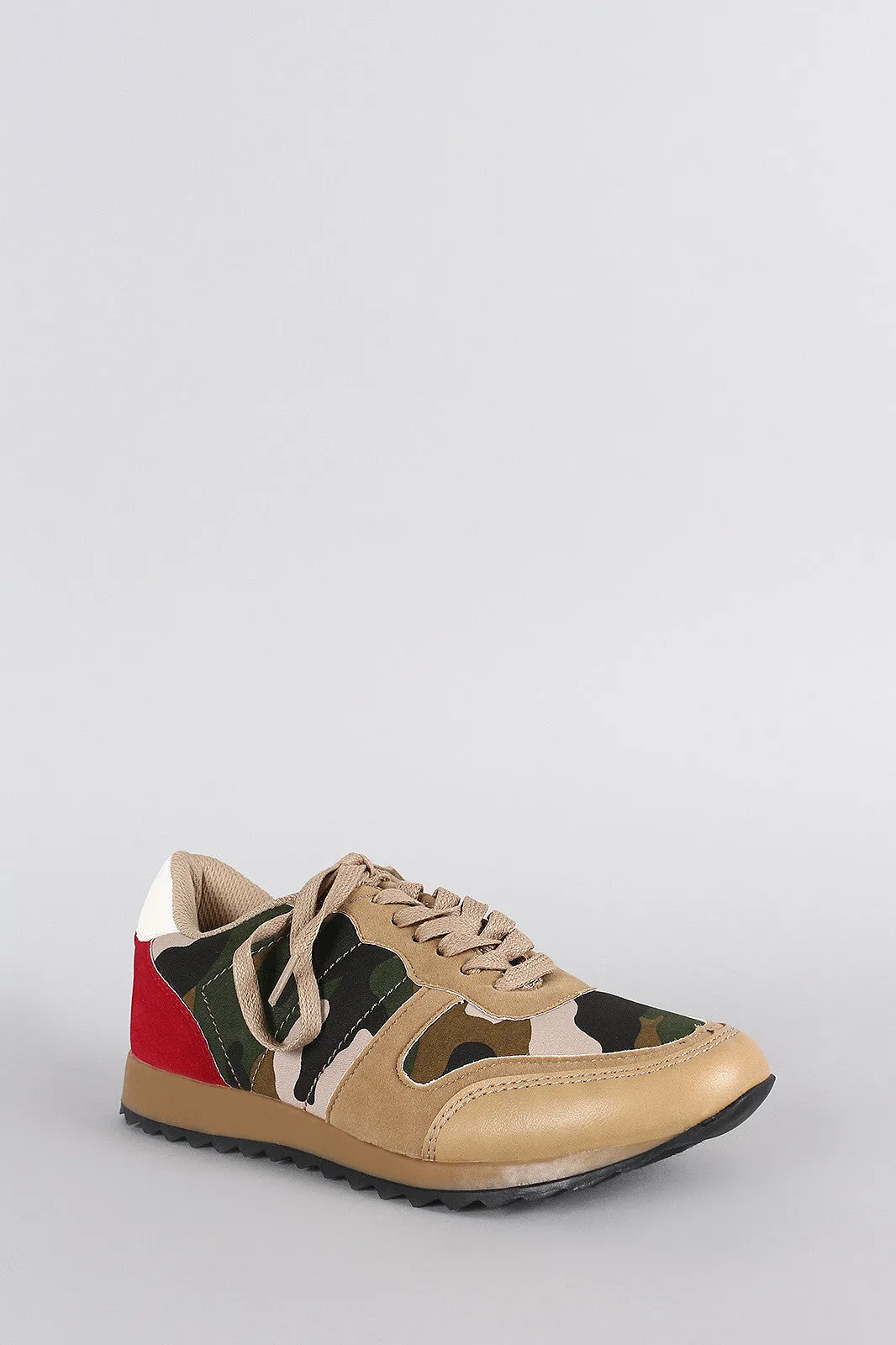 Colorblock Camouflage Print Round Toe Lace Up Sneaker