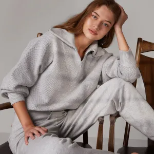 Cozy Cotton Silk Collared Half Zip