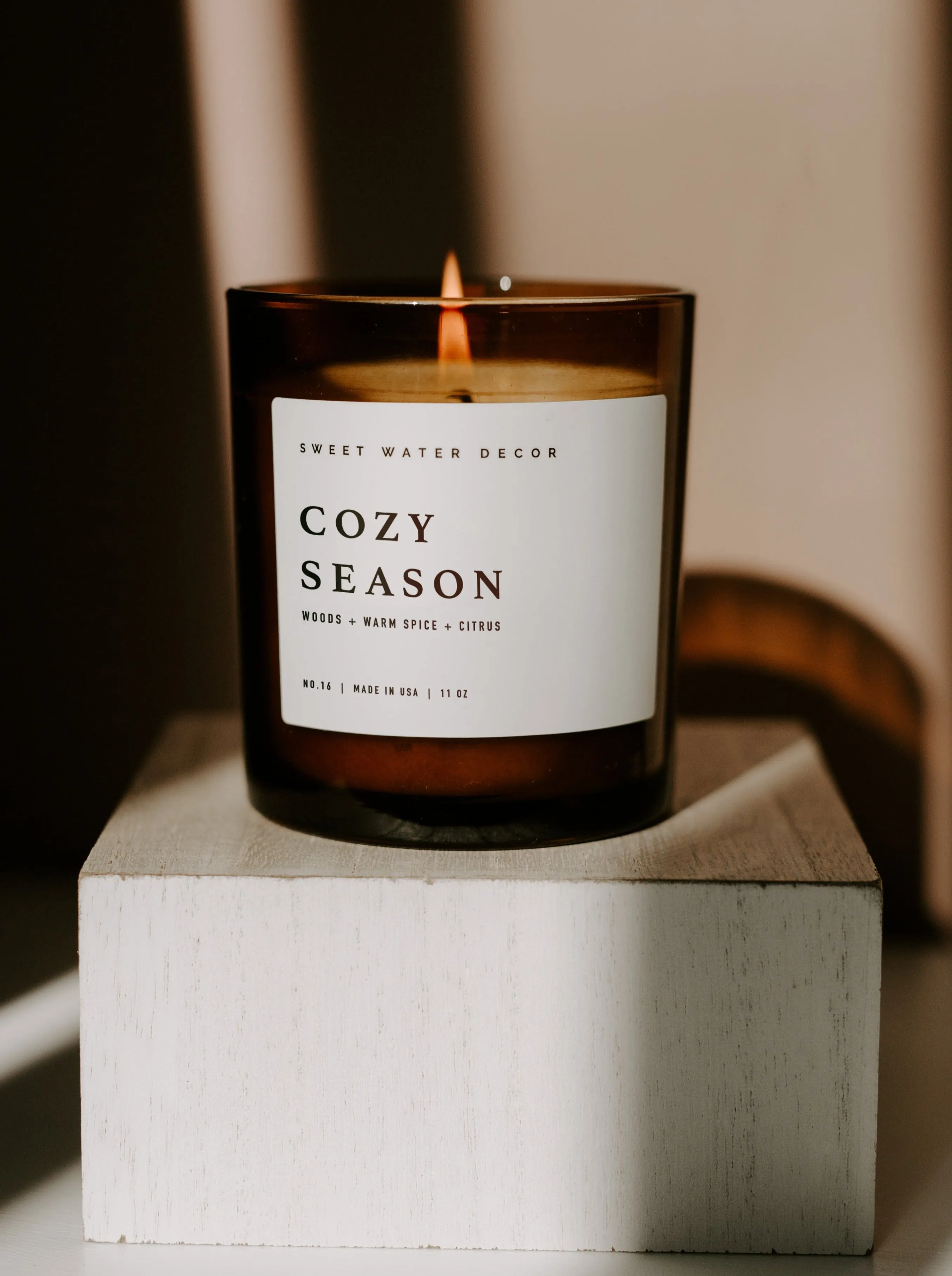 Cozy Season Soy Candle Amber Jar - 11 oz