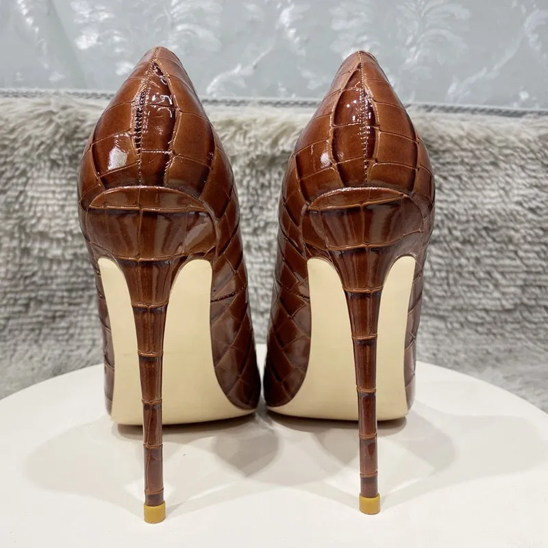 Crocodile Pattern PU Stiletto Pumps