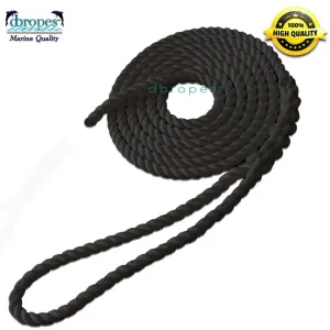 dbRopes Premium Twisted 100% Nylon 3-Strand Dock Line Made in USA 3/8" x 15' Black P/N: 3/8X15DK-LN