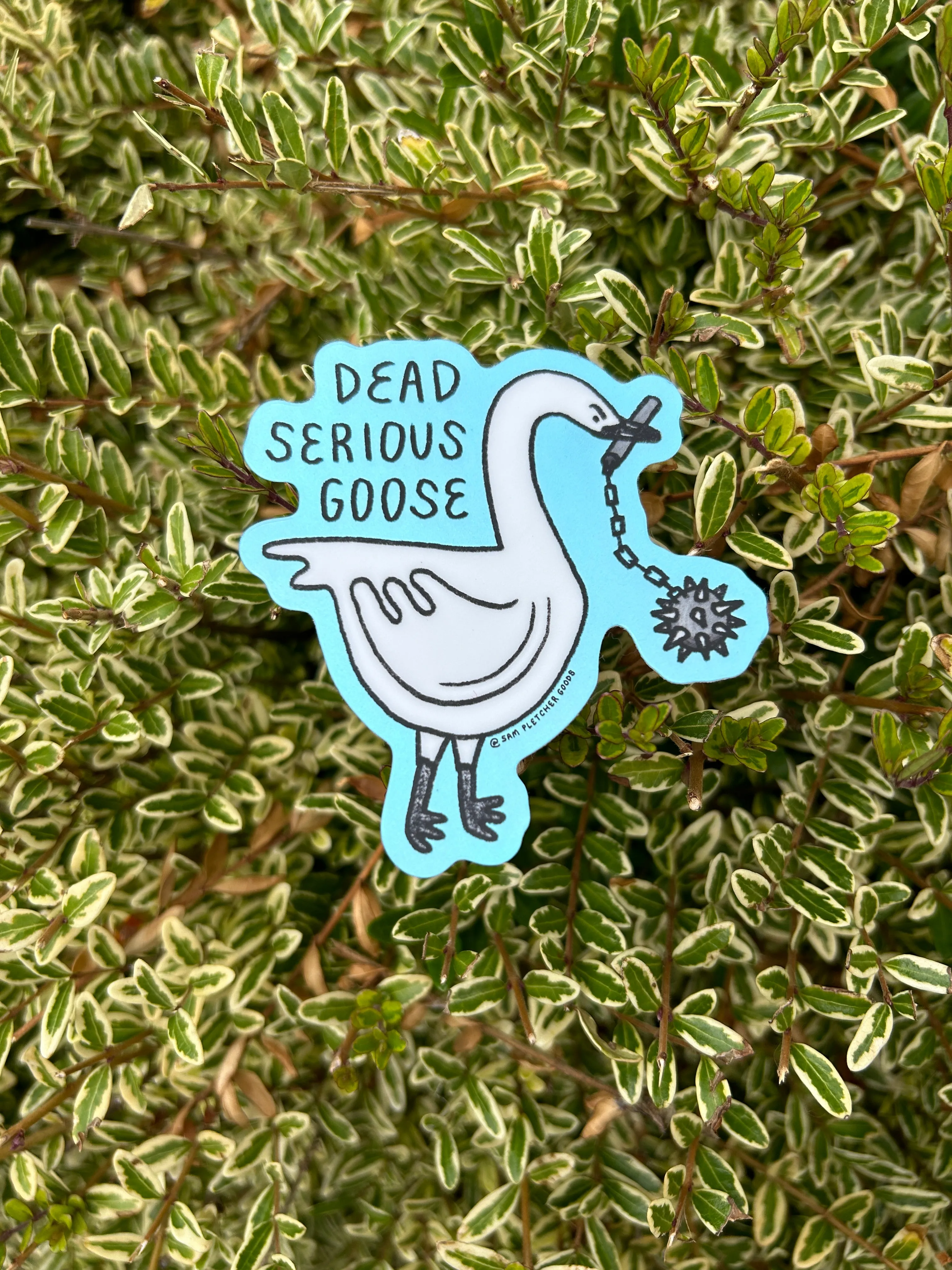 Dead Serious Goose ~ Waterproof Holographic Vinyl Sticker